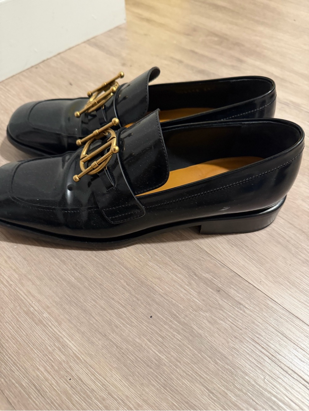 Dior Black Patent Leather women’s Loafers with Gold Hardware